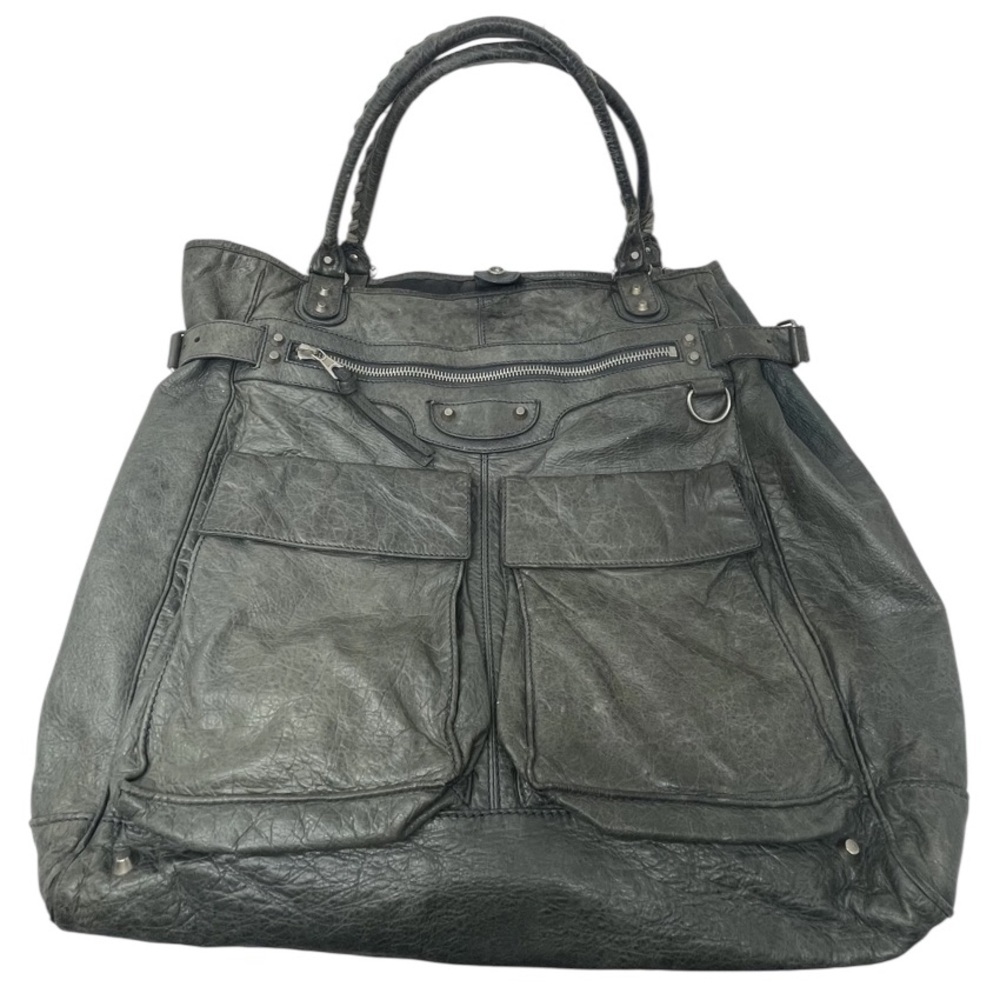 Balenciaga Dark Gray Leather Agneau Cube Tote Y2k vintage